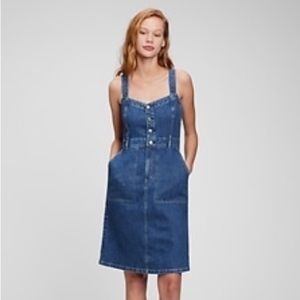 GAP V-Neck Button-Front MIDI Dress